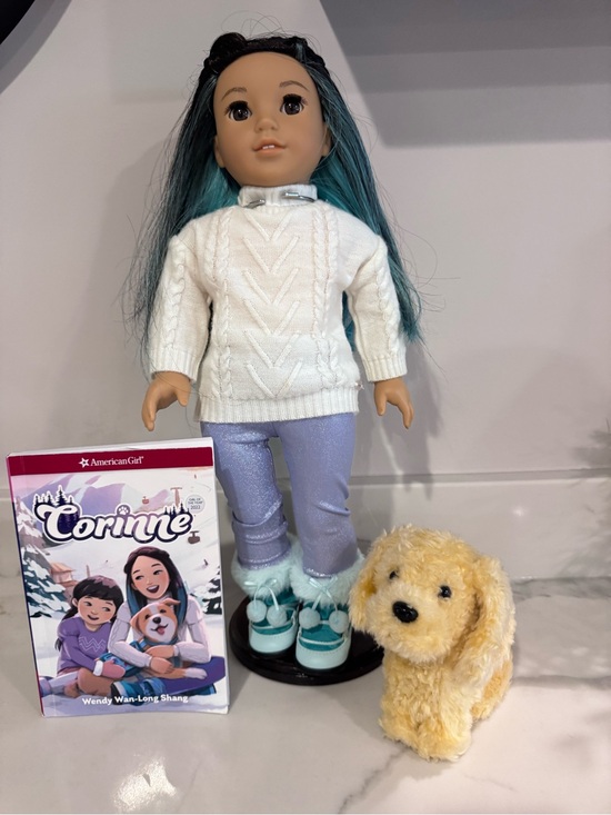 American Girl Other - American Girl Doll Set- Doll, Dog and Book (stand not included)